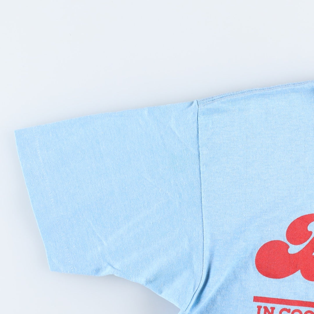 80'S SELEC-T BUDWEISER Advertising T-Shirt, Made in USA, Men's Size L (Equivalent), Vintage polyester Blue type light blue Vintage Second Hand
