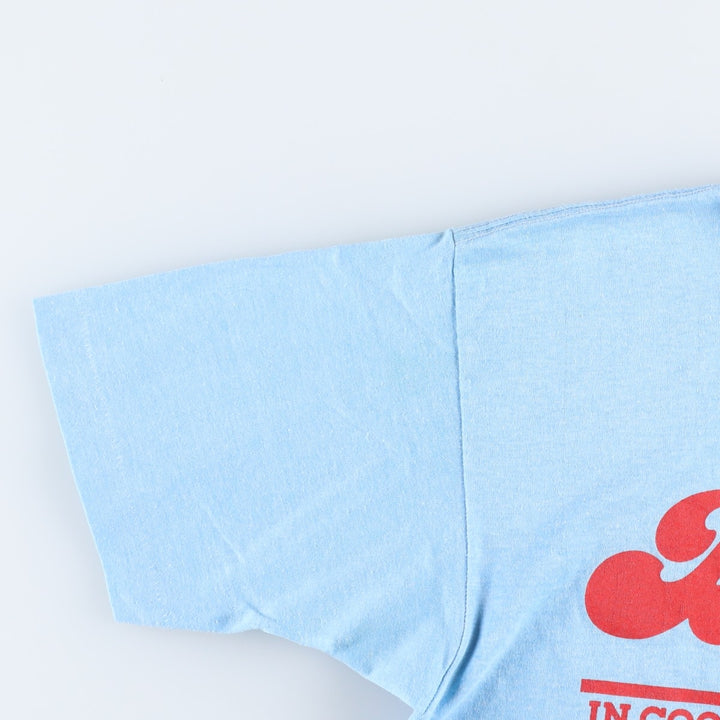 80'S SELEC-T BUDWEISER Advertising T-Shirt, Made in USA, Men's Size L (Equivalent), Vintage polyester Blue type light blue Vintage Second Hand
