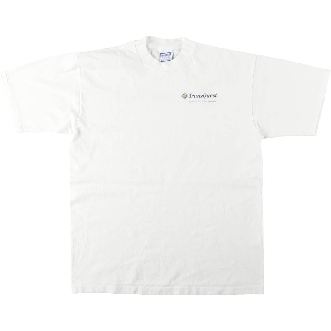 90'S AllSport TransQuest Advertising T-Shirt, Made in USA, Men's XL equivalent, Vintage cotton white type Vintage Second Hand
