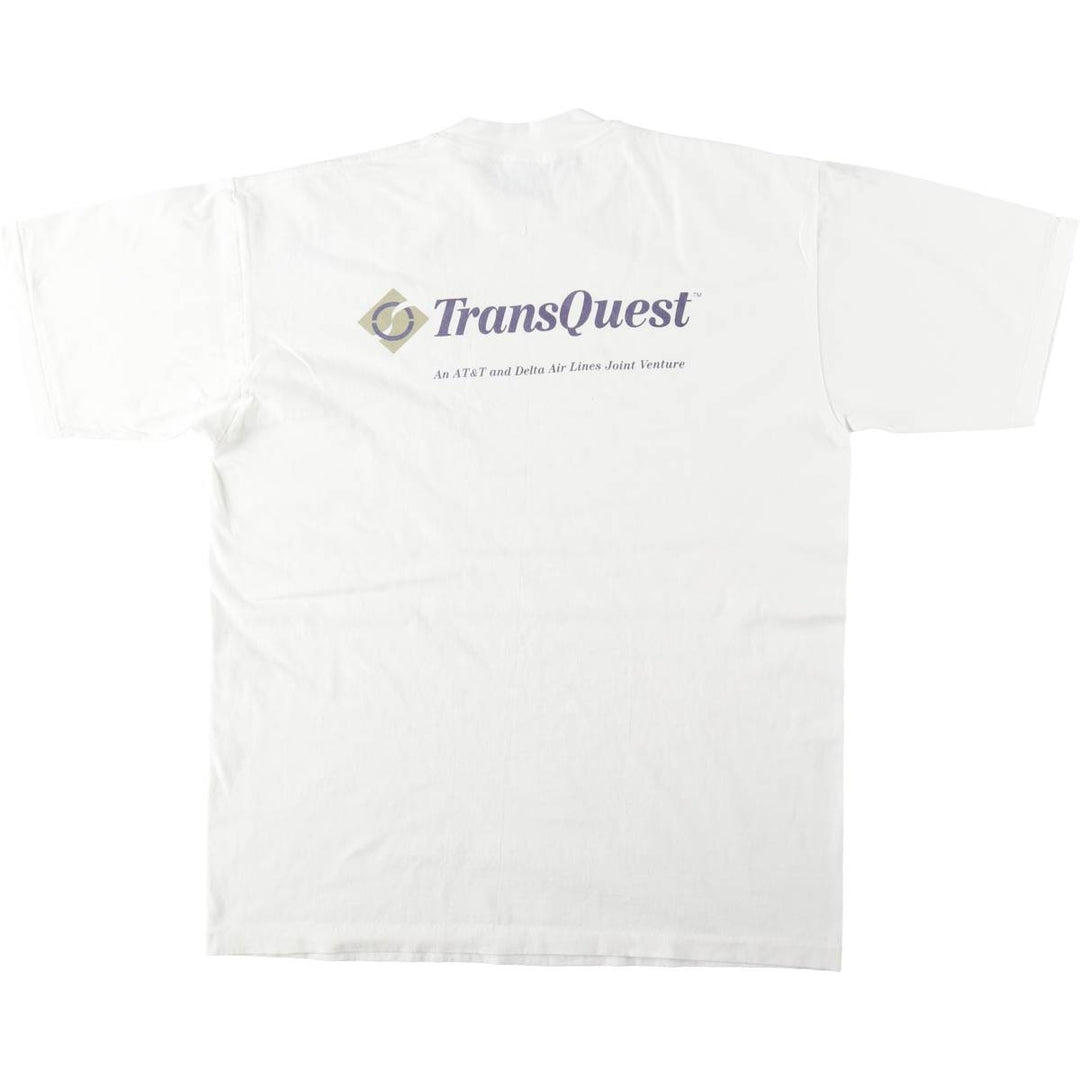 90'S AllSport TransQuest Advertising T-Shirt, Made in USA, Men's XL equivalent, Vintage cotton white type Vintage Second Hand