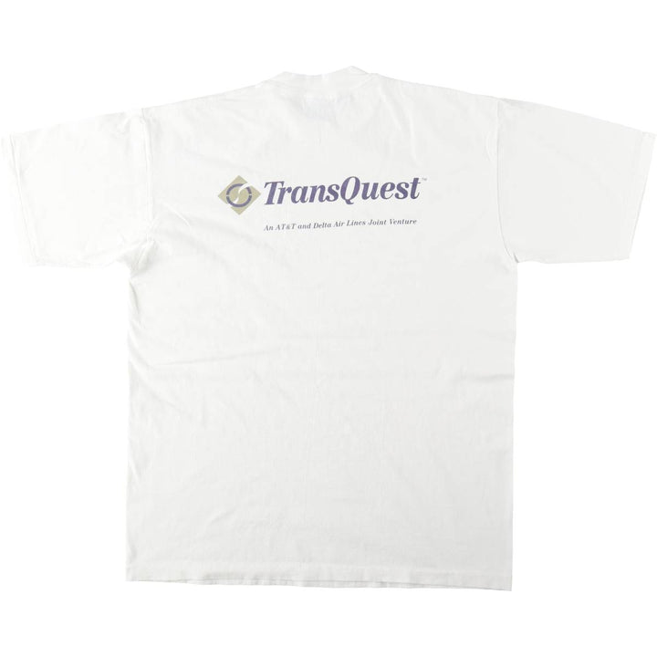 90'S AllSport TransQuest Advertising T-Shirt, Made in USA, Men's XL equivalent, Vintage cotton white type Vintage Second Hand