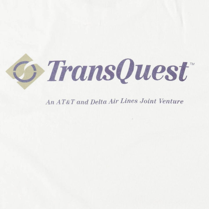 90'S AllSport TransQuest Advertising T-Shirt, Made in USA, Men's XL equivalent, Vintage cotton white type Vintage Second Hand