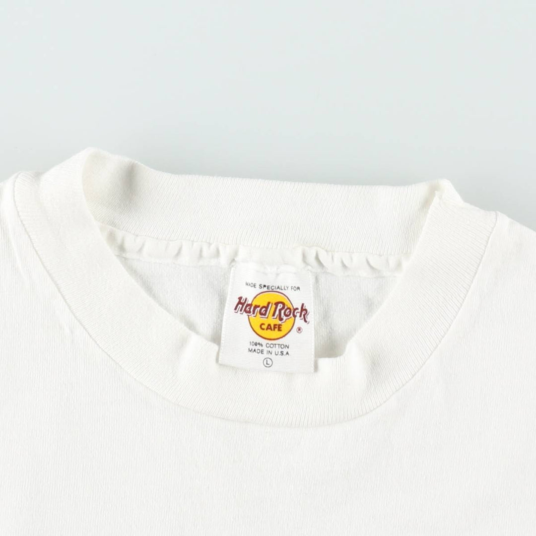 90'S HARD ROCK CAFE Hard Rock Cafe Advertising T-shirt Made in USA Men's L Vintage cotton white type Vintage Second Hand