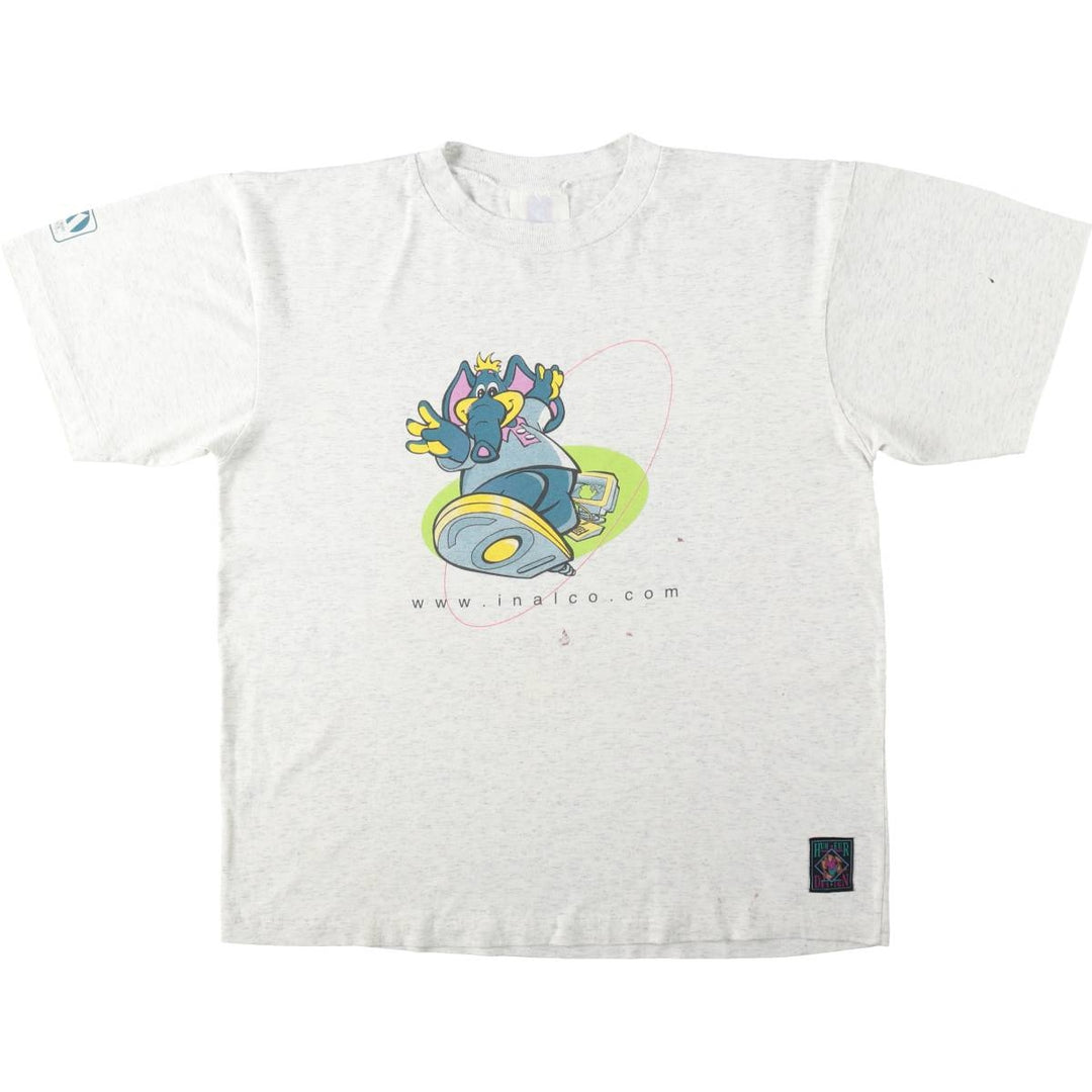90'S HUMEUR DESIGN advertising T-shirt, men's size L equivalent, vintage. unclear gray type Vintage Second Hand