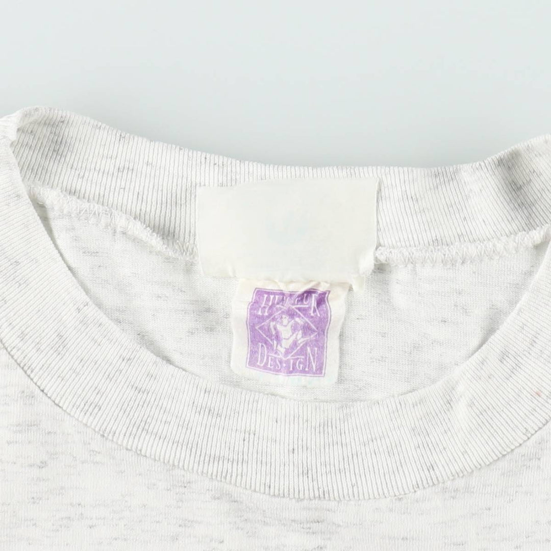 90'S HUMEUR DESIGN advertising T-shirt, men's size L equivalent, vintage. unclear gray type Vintage Second Hand