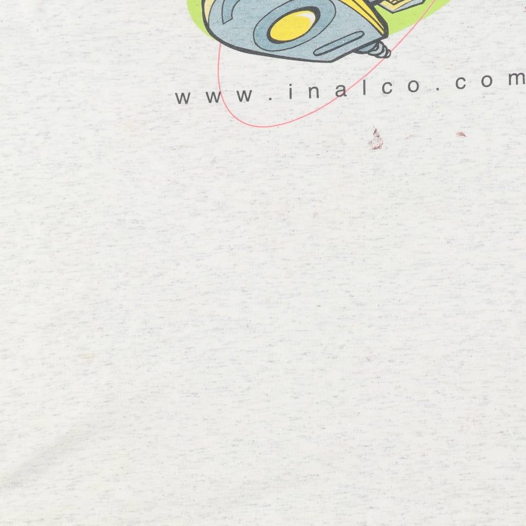 90'S HUMEUR DESIGN advertising T-shirt, men's size L equivalent, vintage. unclear gray type Vintage Second Hand
