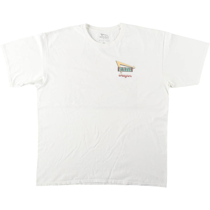 IN-N-OUT BURGER Printed Advertising T-Shirt, Men's Size XL (approx.) cotton white type Vintage Second Hand