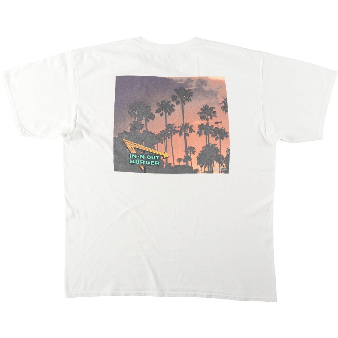 IN-N-OUT BURGER Printed Advertising T-Shirt, Men's Size XL (approx.) cotton white type Vintage Second Hand