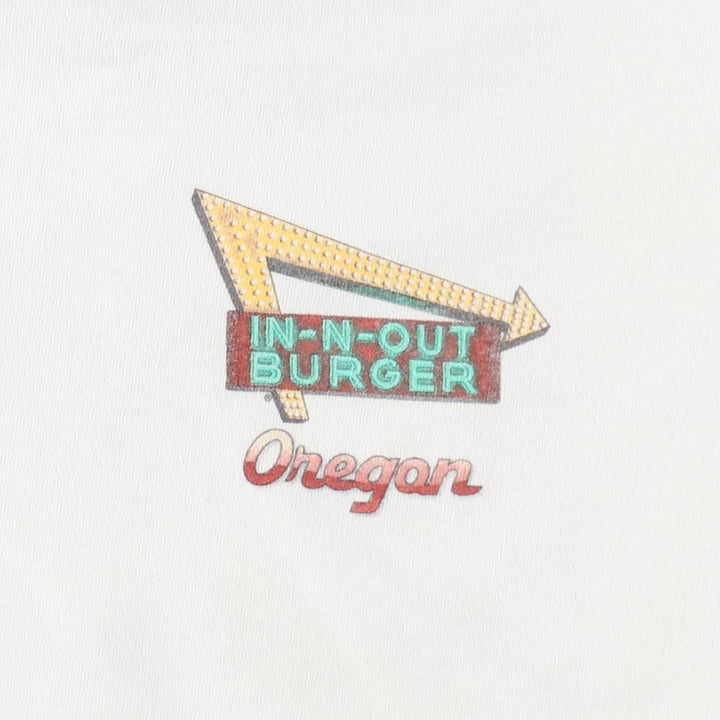 IN-N-OUT BURGER Printed Advertising T-Shirt, Men's Size XL (approx.) cotton white type Vintage Second Hand