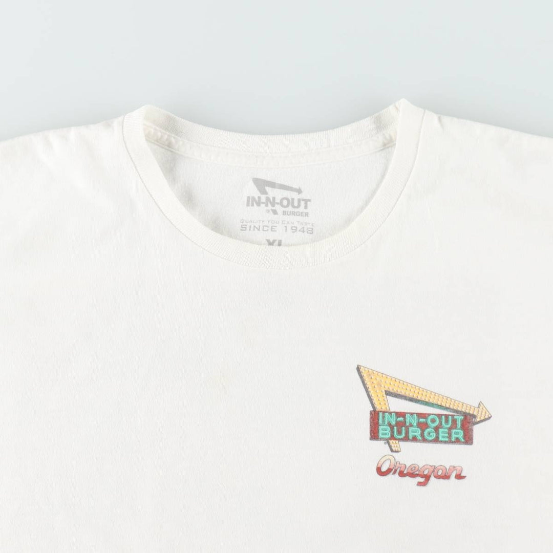 IN-N-OUT BURGER Printed Advertising T-Shirt, Men's Size XL (approx.) cotton white type Vintage Second Hand