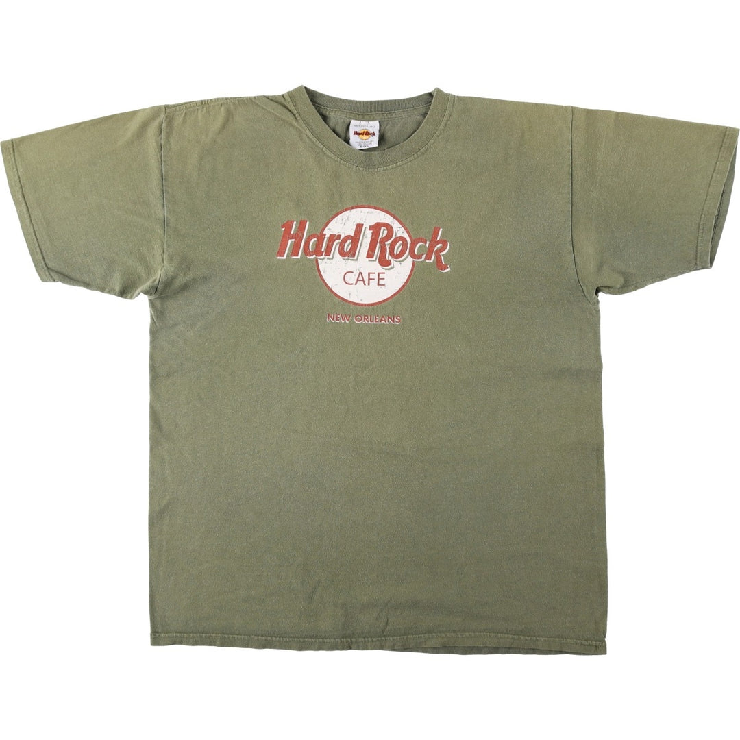 HARD ROCK CAFE Hard Rock Cafe Advertising T-shirt Men's L size cotton Khaki type Vintage Second Hand