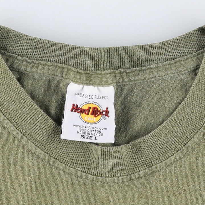 HARD ROCK CAFE Hard Rock Cafe Advertising T-shirt Men's L size cotton Khaki type Vintage Second Hand