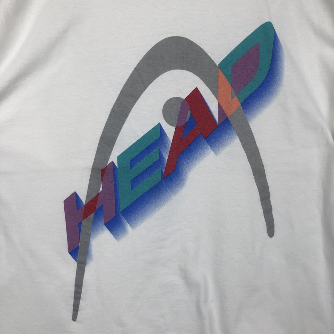 90'S HEAD logo print T-shirt, made in USA, men's size L equivalent, vintage. cotton white type Vintage Second Hand