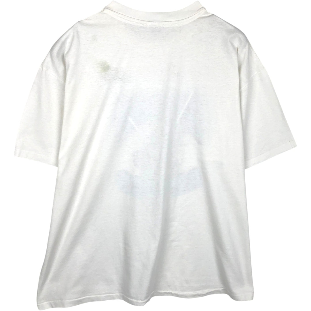 90'S Hanes Fifty-Fifty Blue Tag Printed T-Shirt, Made in USA, Men's XXL equivalent, Vintage cotton white type Vintage Second Hand