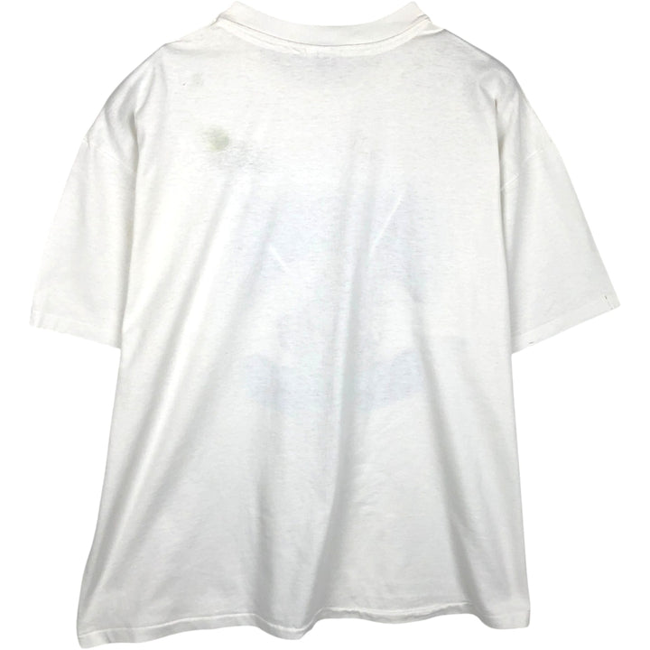 90'S Hanes Fifty-Fifty Blue Tag Printed T-Shirt, Made in USA, Men's XXL equivalent, Vintage cotton white type Vintage Second Hand