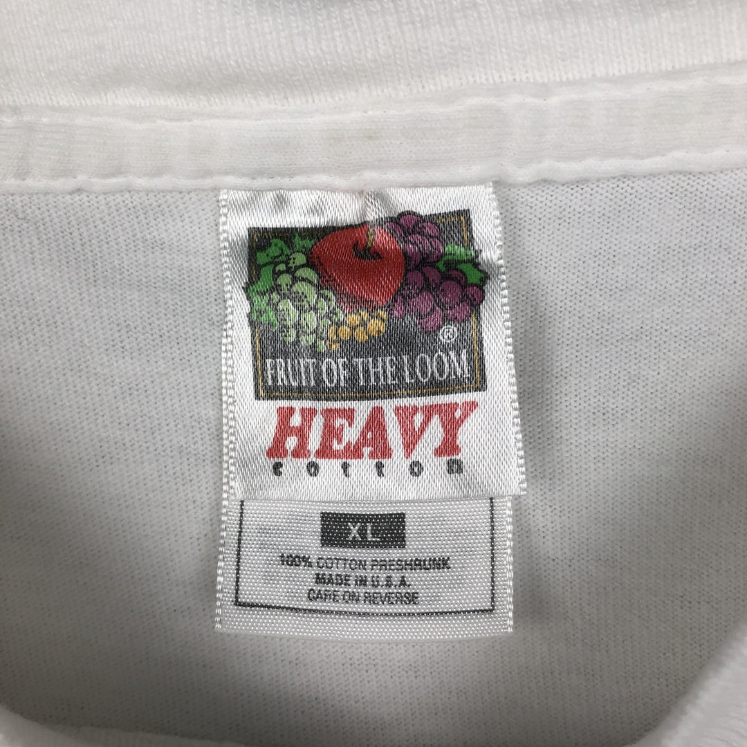 90'S Fruit of the Loom Heavy Cotton Printed T-Shirt Made in USA Men's XL Vintage cotton white type Vintage Second Hand