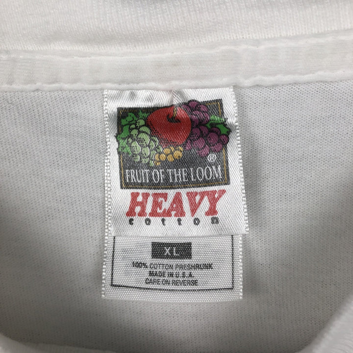 90'S Fruit of the Loom Heavy Cotton Printed T-Shirt Made in USA Men's XL Vintage cotton white type Vintage Second Hand