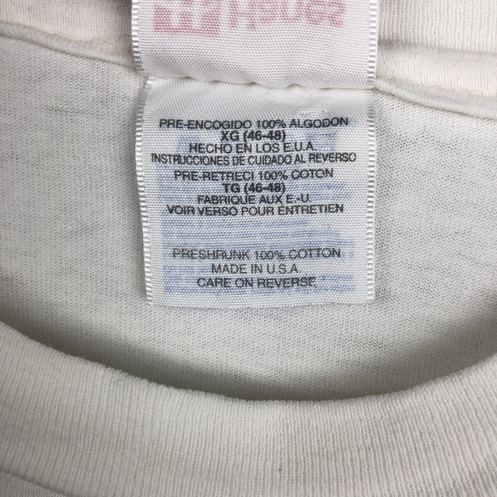 90'S Hanes Heavyweight Printed T-shirt Made in USA Men's XL Vintage cotton white type Vintage Second Hand