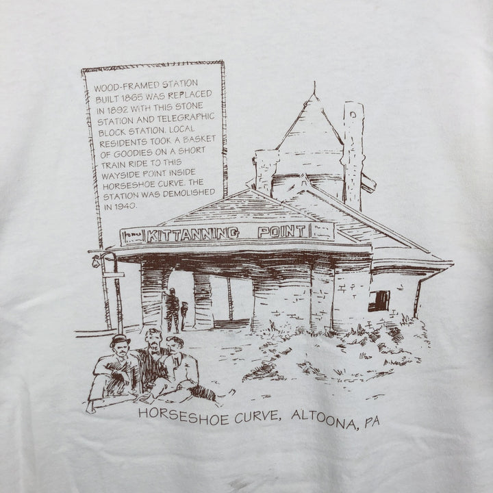90'S Hanes Heavyweight Printed T-shirt Made in USA Men's XL Vintage cotton white type Vintage Second Hand