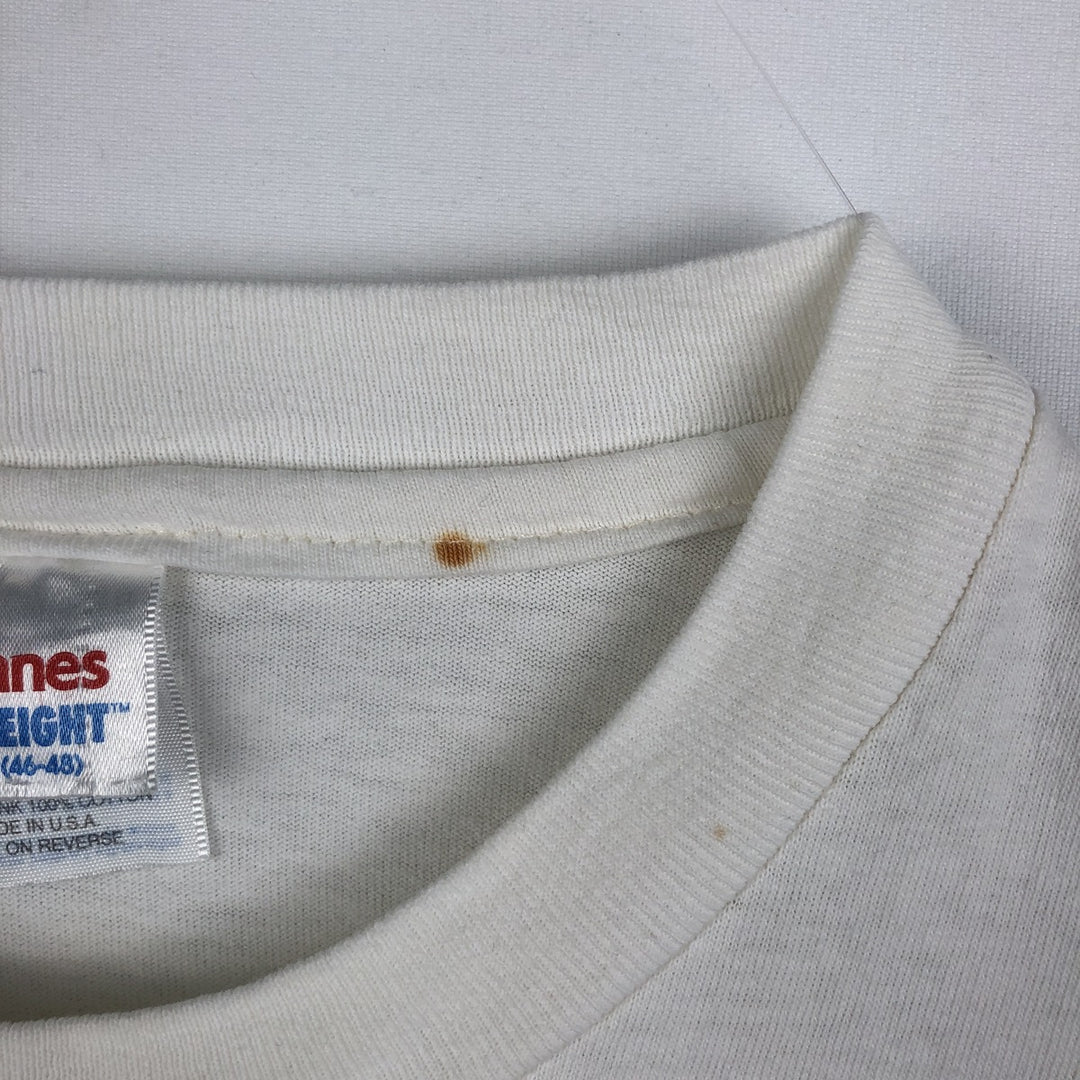 90'S Hanes Heavyweight Printed T-shirt Made in USA Men's XL Vintage cotton white type Vintage Second Hand