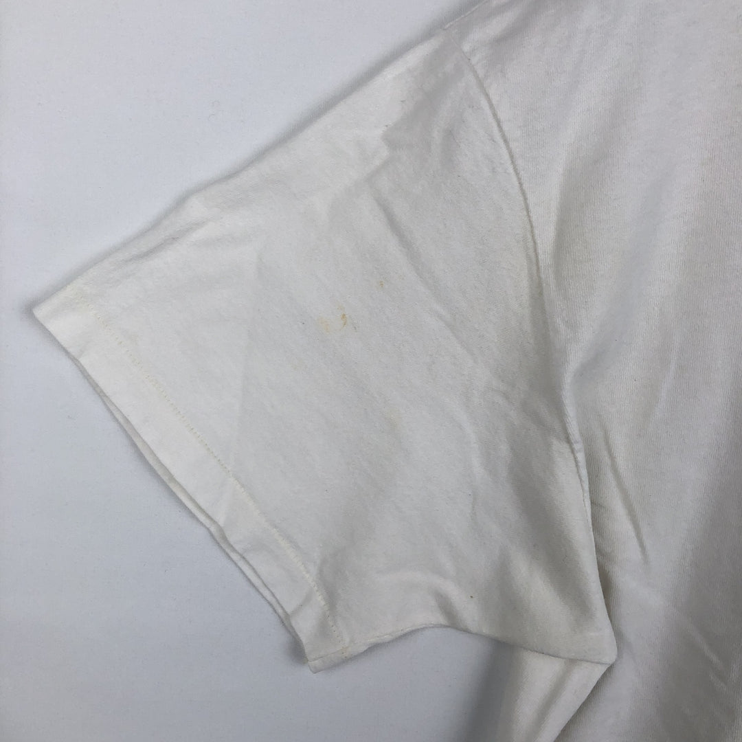 90'S Hanes Heavyweight Printed T-shirt Made in USA Men's XL Vintage cotton white type Vintage Second Hand