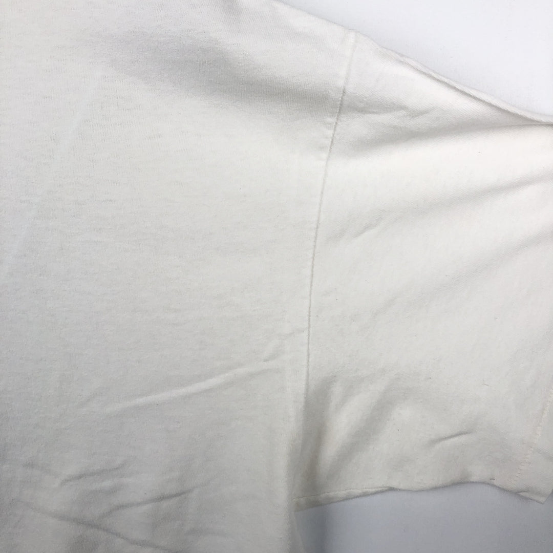 90'S Hanes Heavyweight Printed T-shirt Made in USA Men's XL Vintage cotton white type Vintage Second Hand