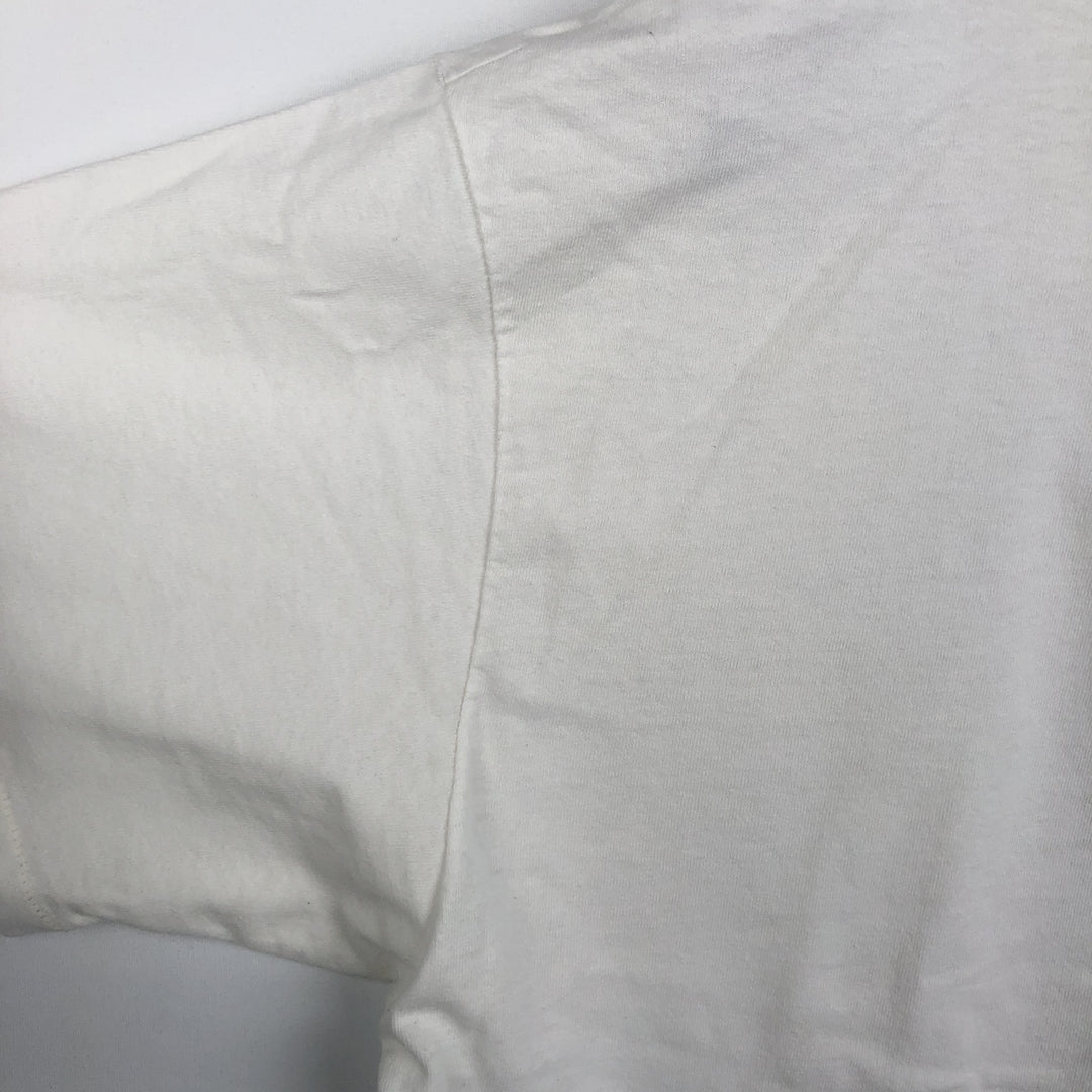 90'S Hanes Heavyweight Printed T-shirt Made in USA Men's XL Vintage cotton white type Vintage Second Hand