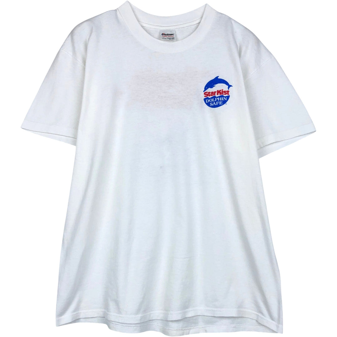 90'S STEDMAN Super HI CRU Print T-Shirt, Made in USA, Men's Size L (Equivalent), Vintage cotton white type Vintage Second Hand