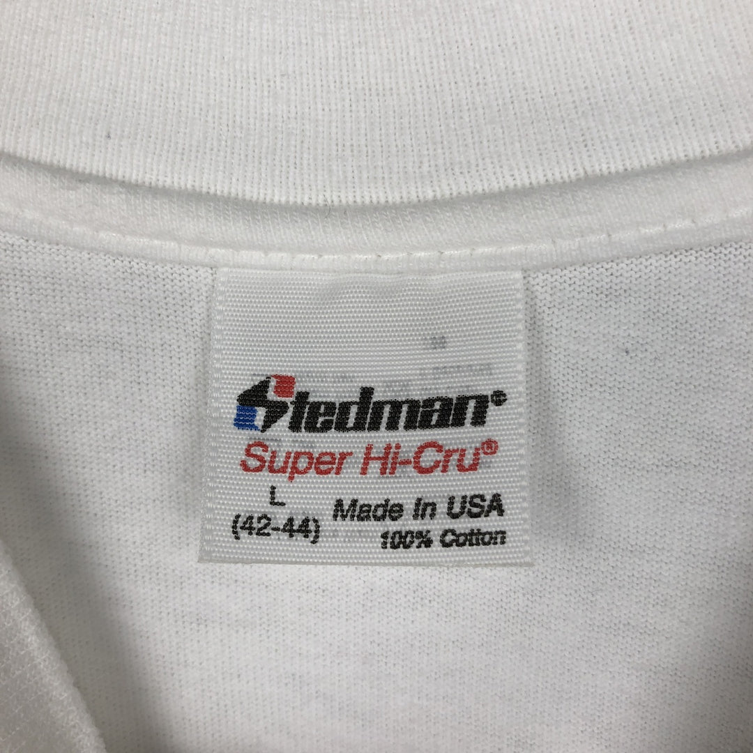 90'S STEDMAN Super HI CRU Print T-Shirt, Made in USA, Men's Size L (Equivalent), Vintage cotton white type Vintage Second Hand