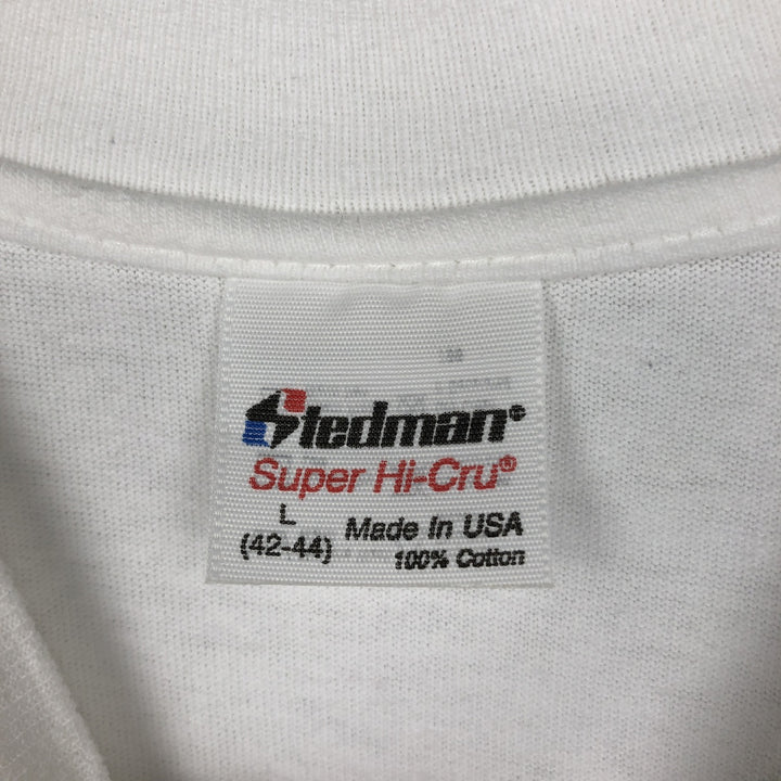 90'S STEDMAN Super HI CRU Print T-Shirt, Made in USA, Men's Size L (Equivalent), Vintage cotton white type Vintage Second Hand