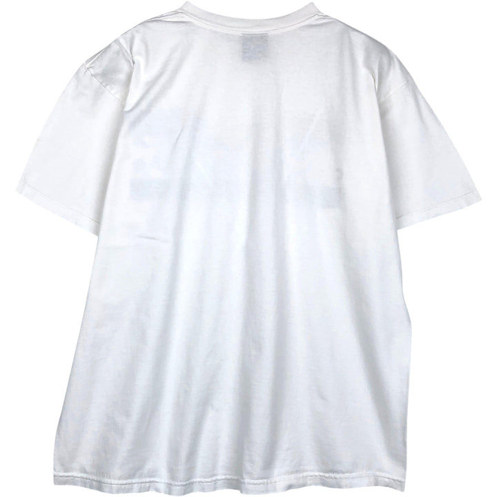 CAMP DAVID Print T-Shirt, Made in USA, Men's Size L (approx.) cotton white type Vintage Second Hand