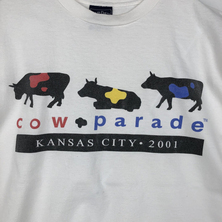 CAMP DAVID Print T-Shirt, Made in USA, Men's Size L (approx.) cotton white type Vintage Second Hand