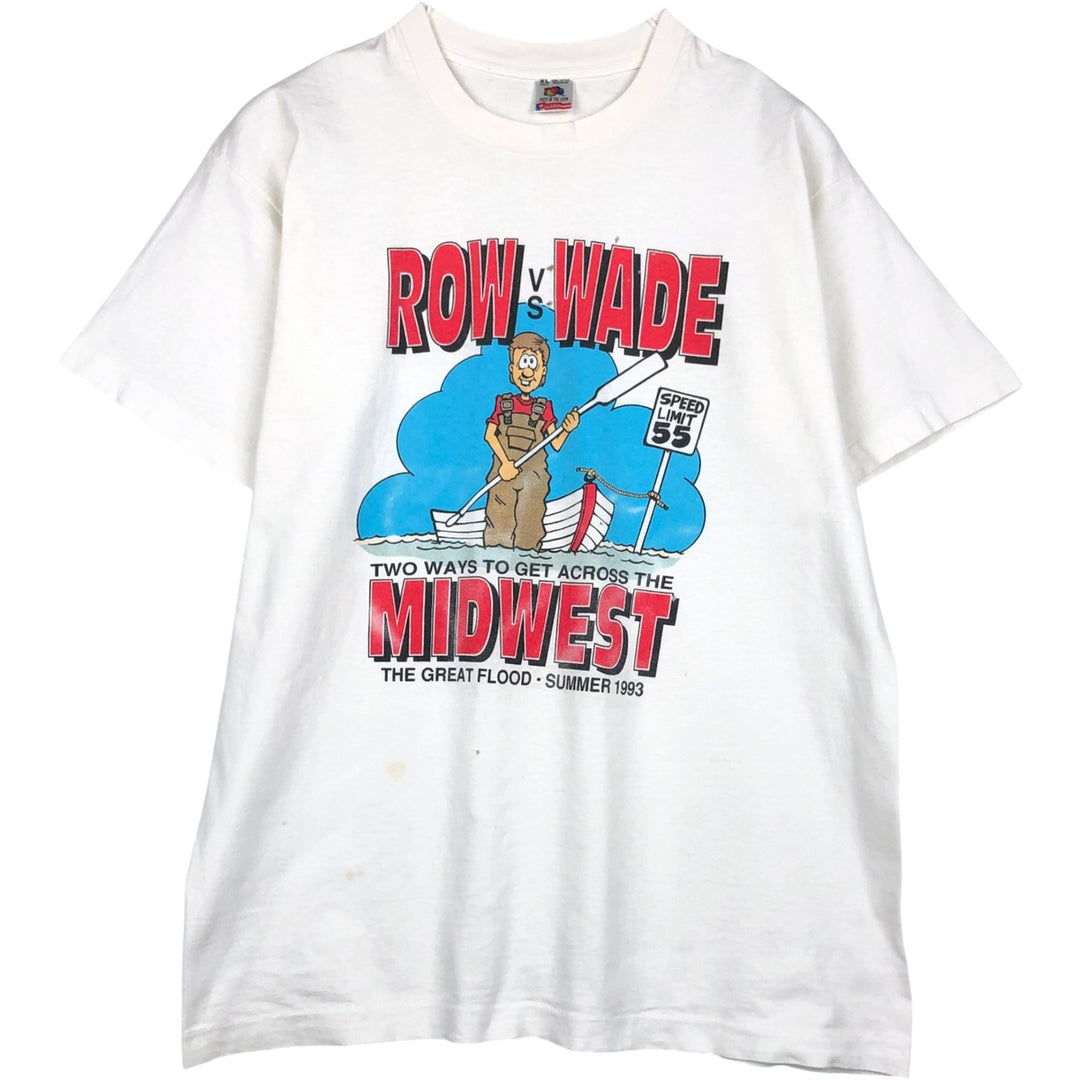 90'S Fruit of the Loom printed T-shirt, made in the USA, men's XL size, vintage cotton white type Vintage Second Hand