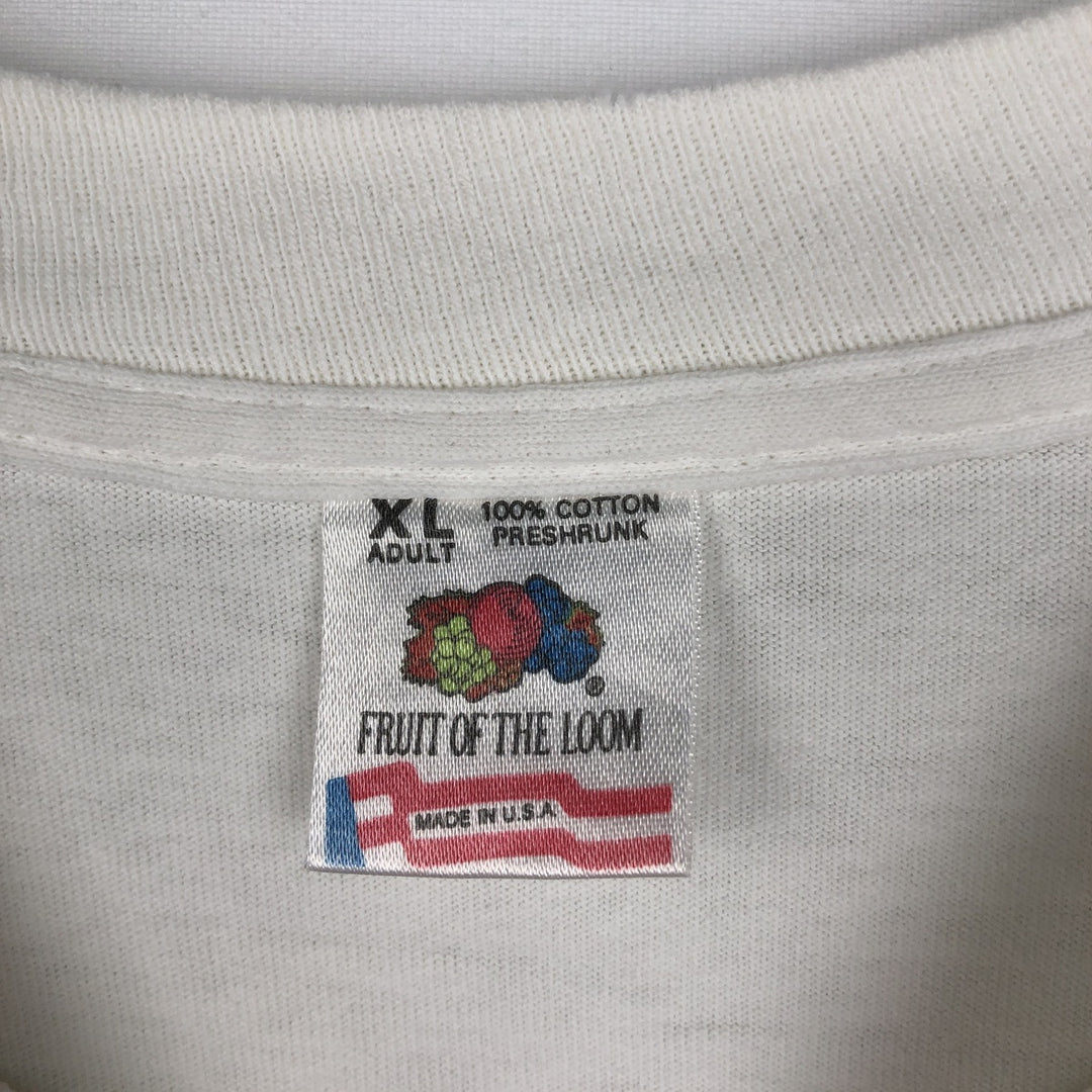 90'S Fruit of the Loom printed T-shirt, made in the USA, men's XL size, vintage cotton white type Vintage Second Hand
