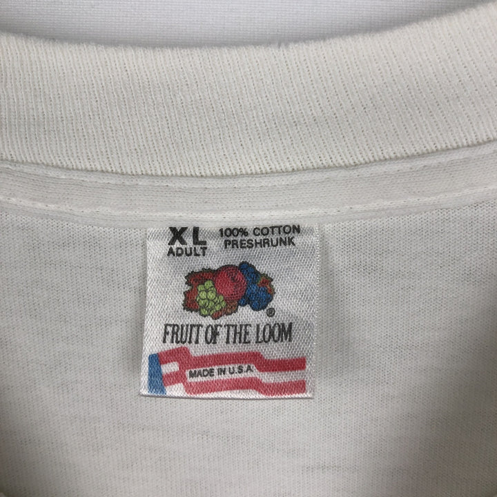 90'S Fruit of the Loom printed T-shirt, made in the USA, men's XL size, vintage cotton white type Vintage Second Hand