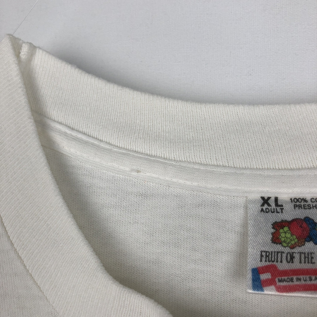 90'S Fruit of the Loom printed T-shirt, made in the USA, men's XL size, vintage cotton white type Vintage Second Hand