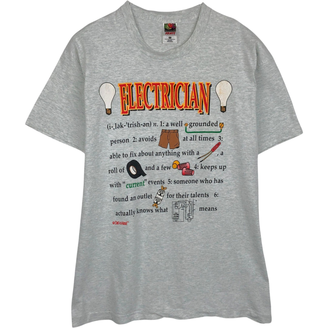 90'S Fruit of the Loom Heavy Cotton Printed T-Shirt Made in USA Men's XL Vintage cotton white type Vintage Second Hand