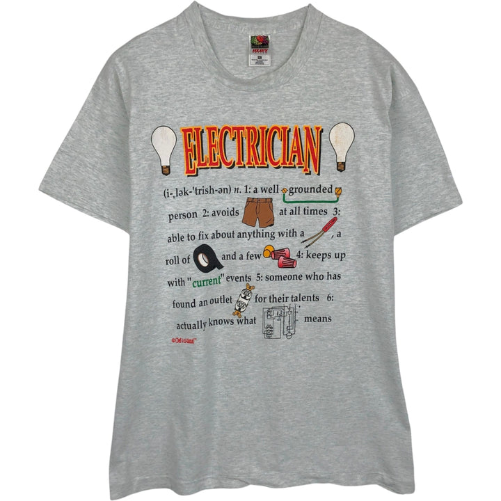 90'S Fruit of the Loom Heavy Cotton Printed T-Shirt Made in USA Men's XL Vintage cotton white type Vintage Second Hand