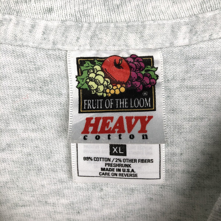 90'S Fruit of the Loom Heavy Cotton Printed T-Shirt Made in USA Men's XL Vintage cotton white type Vintage Second Hand