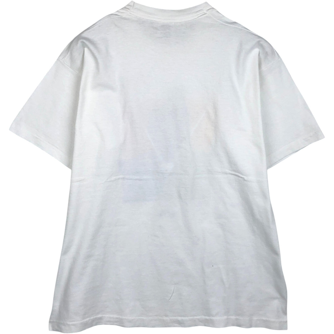 90'S Fruit of the Loom Heavy Cotton Print T-Shirt, Made in Canada, Men's XL equivalent, Vintage cotton white type Vintage Second Hand