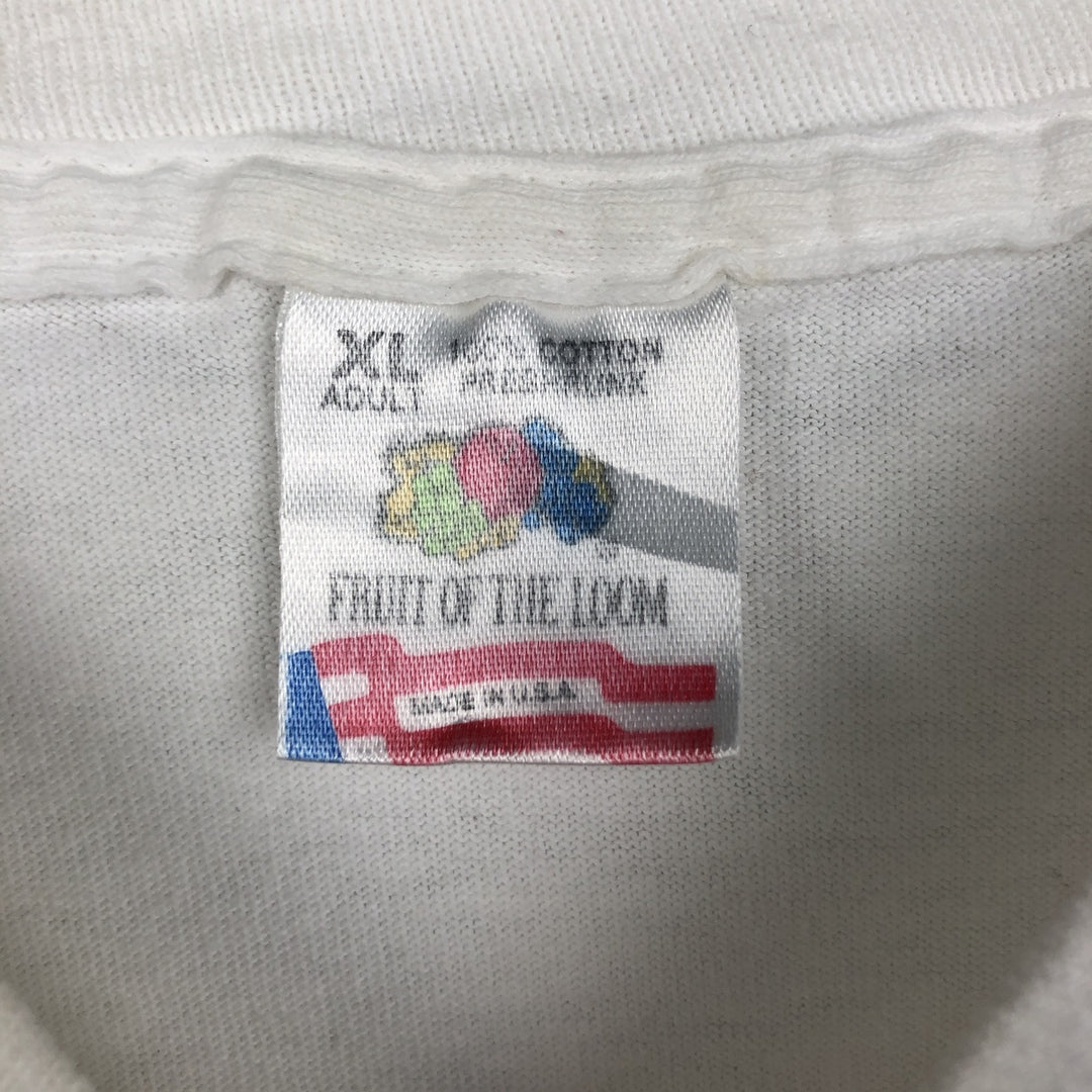 90'S Fruit of the Loom Animal Pattern Fish Print T-Shirt, Made in USA, Men's XL equivalent, Vintage cotton white type Vintage Second Hand