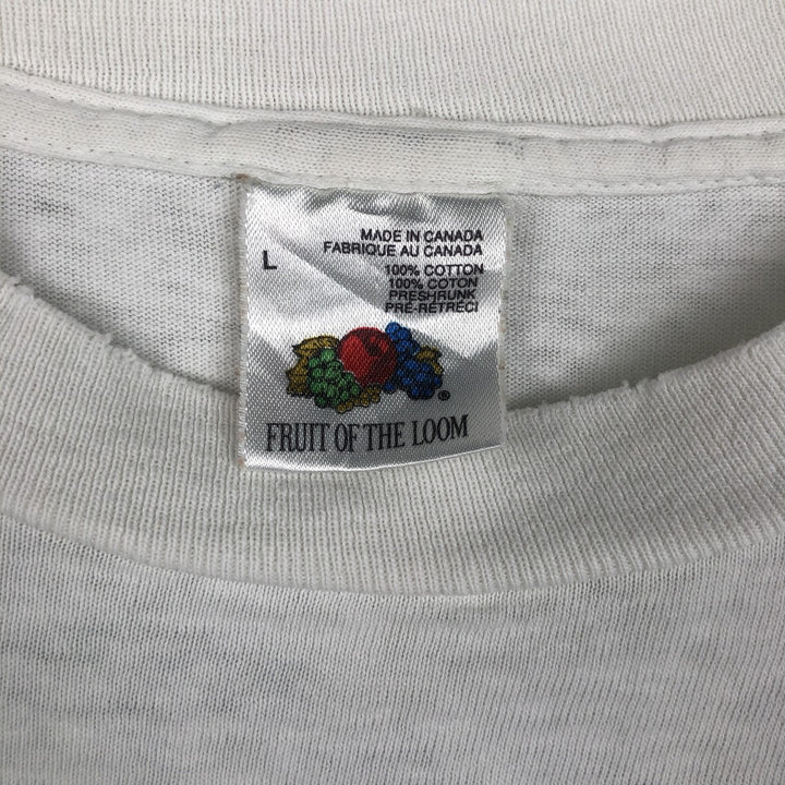 90'S Fruit of the Loom fish print t-shirt, made in Canada, men's size L equivalent, vintage. cotton white type Vintage Second Hand
