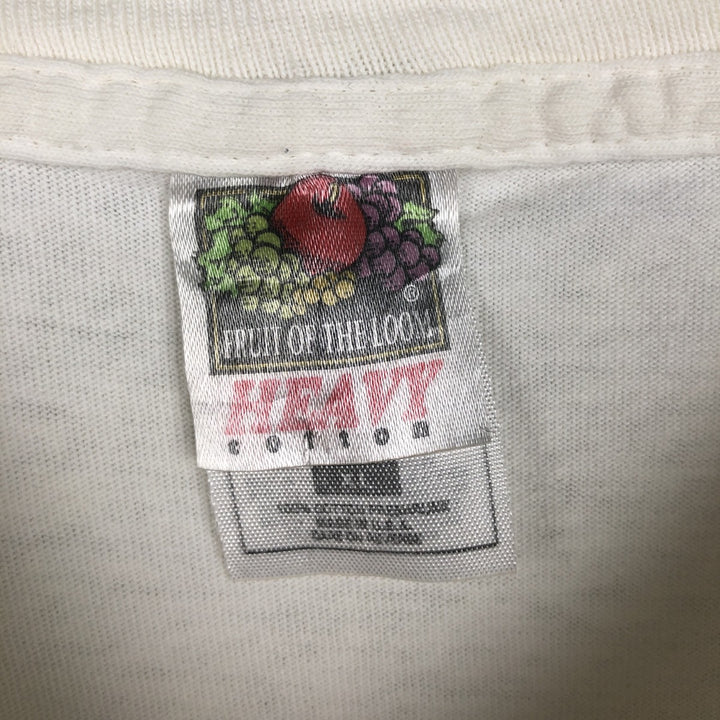 90'S Fruit of the Loom Heavy Cotton Print T-Shirt, Made in USA, Men's Size XL (approx.) cotton white type Vintage Second Hand