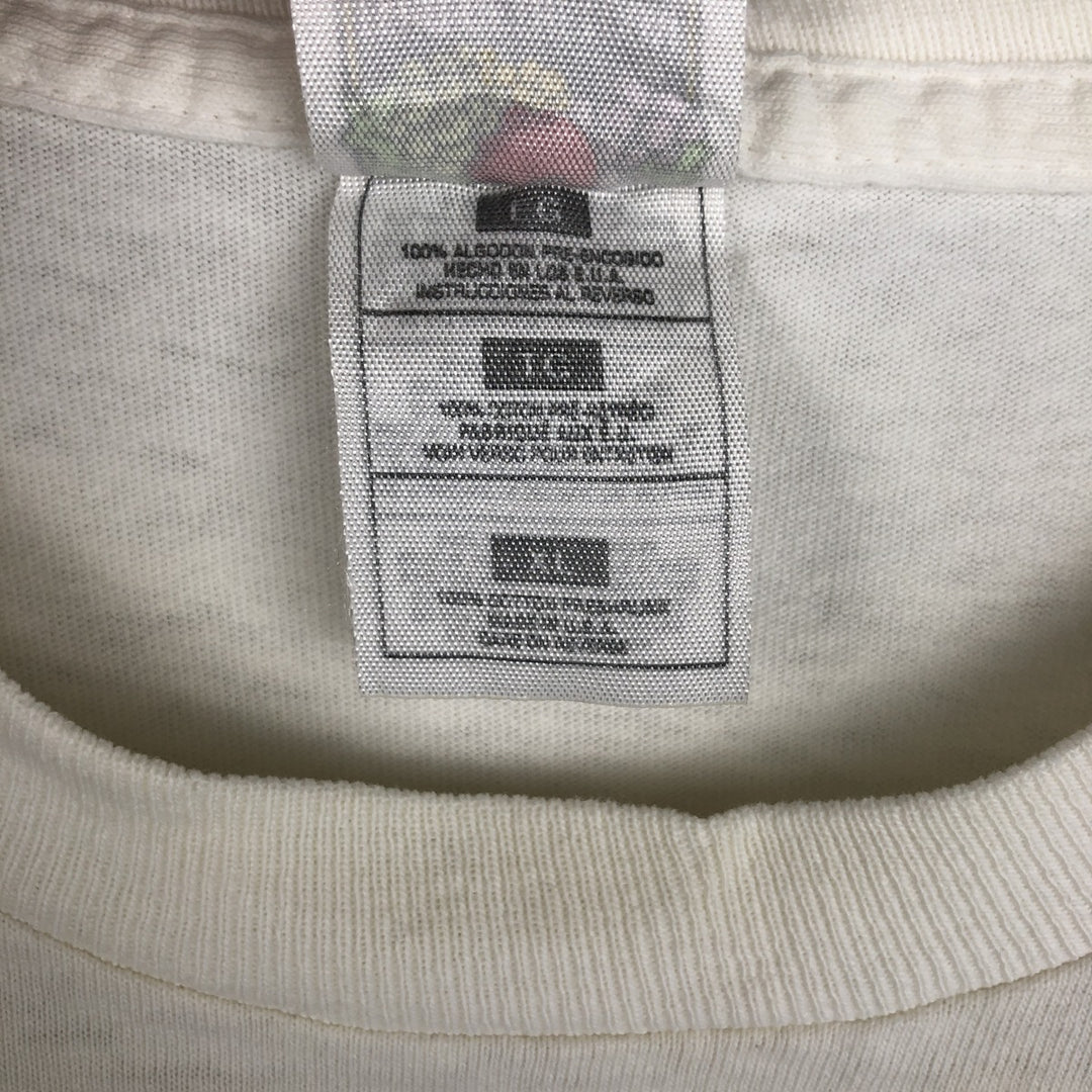90'S Fruit of the Loom Heavy Cotton Print T-Shirt, Made in USA, Men's Size XL (approx.) cotton white type Vintage Second Hand