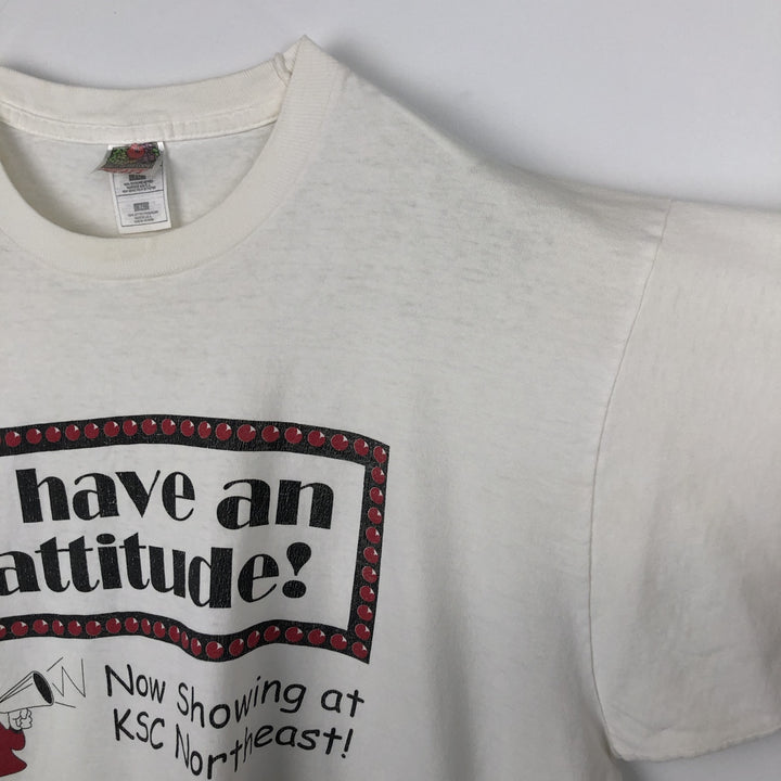 90'S Fruit of the Loom Heavy Cotton Print T-Shirt, Made in USA, Men's Size XL (approx.) cotton white type Vintage Second Hand