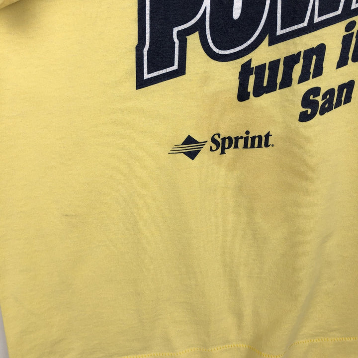 90'S Fruit of the Loom Best Printed T-shirt, Made in USA, Men's XL, Vintage unclear yellow type Vintage Second Hand