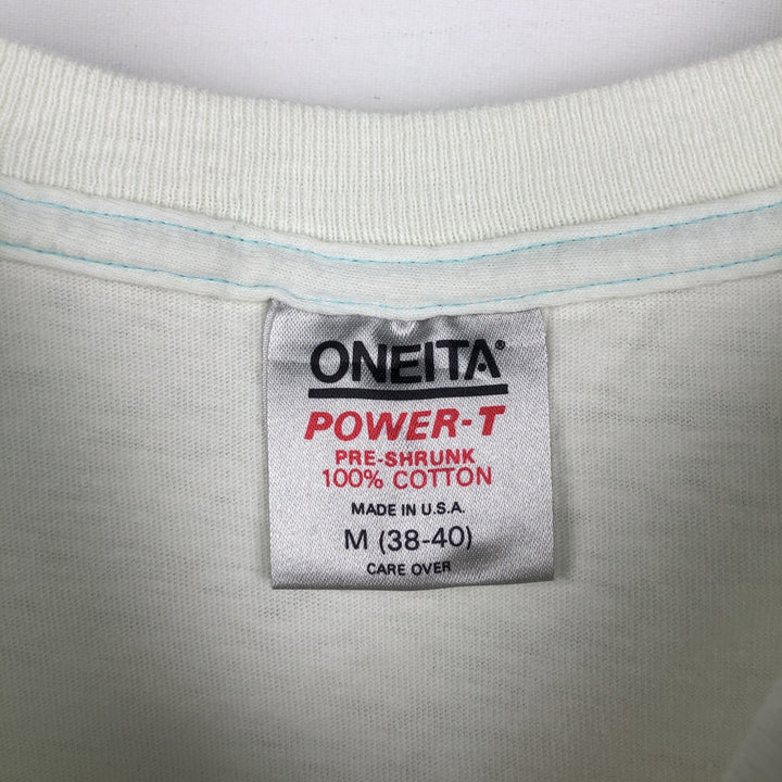 80'S ONEITA POWER-T Advertising T-Shirt, Made in USA, Men's Size M (Equivalent), Vintage cotton white type Vintage Second Hand