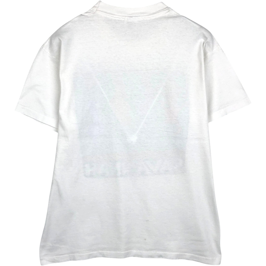 90'S Anvil Printed T-shirt, Made in USA, Men's L size, Vintage cotton white type Vintage Second Hand