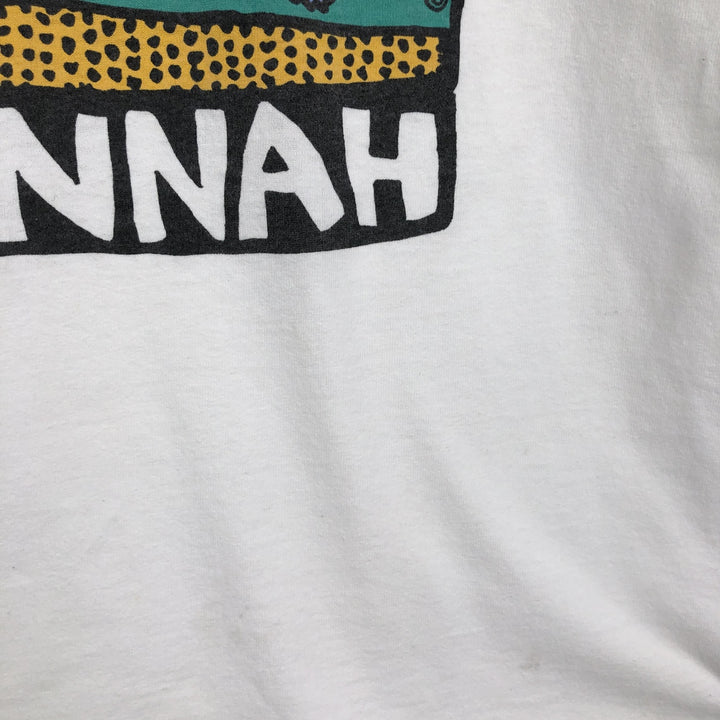 90'S Anvil Printed T-shirt, Made in USA, Men's L size, Vintage cotton white type Vintage Second Hand