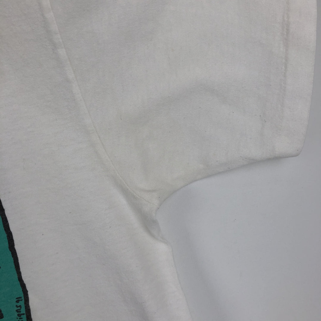 90'S Anvil Printed T-shirt, Made in USA, Men's L size, Vintage cotton white type Vintage Second Hand